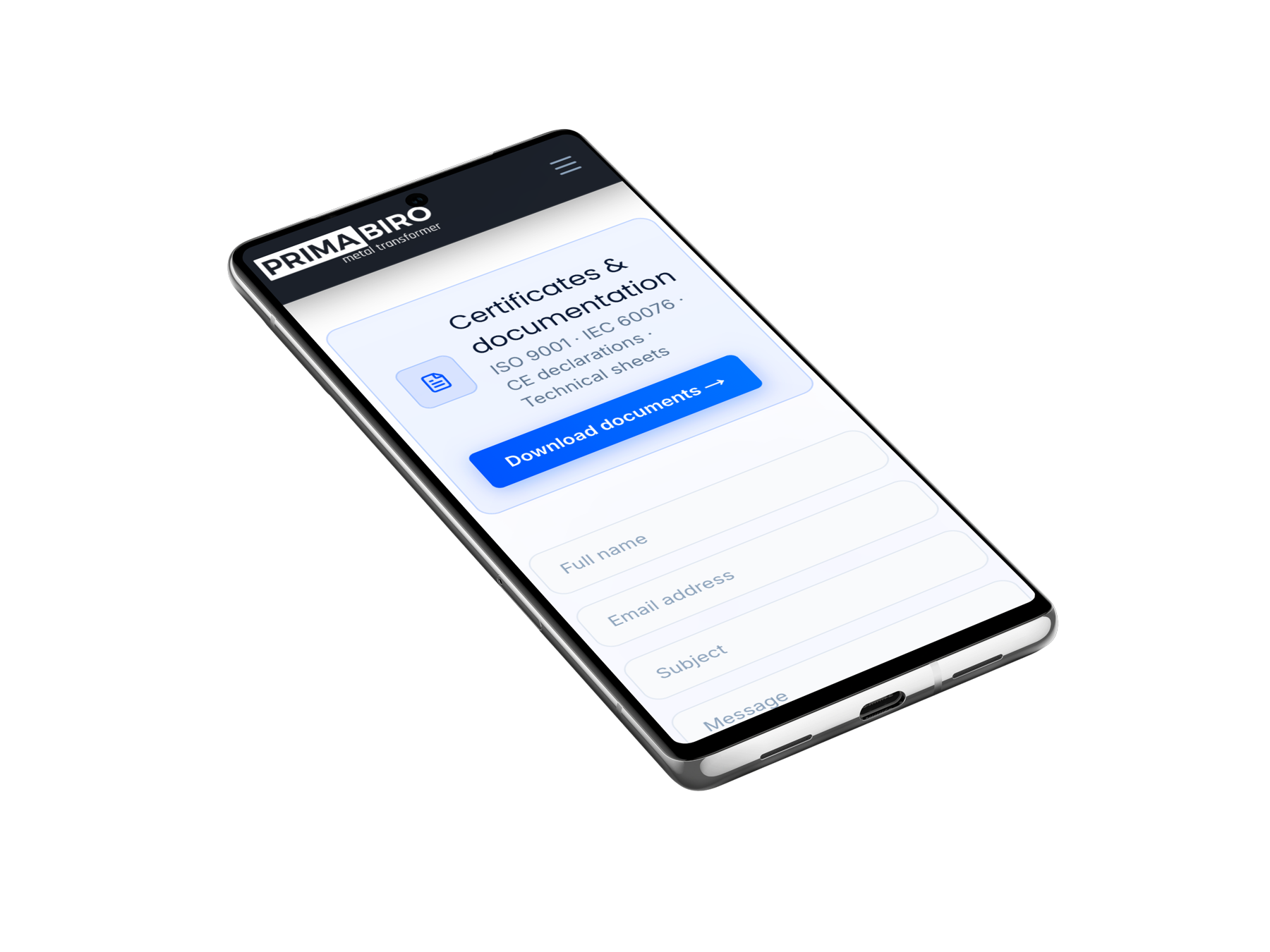 PRIMABIRO mobile website