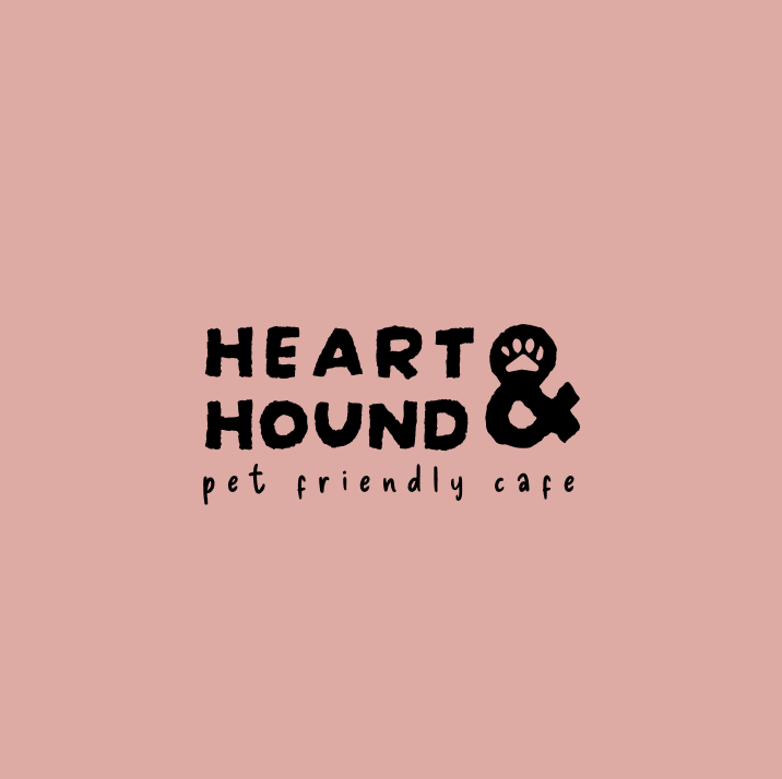 Heart & Hound primary logo, dark ink on dusty rose