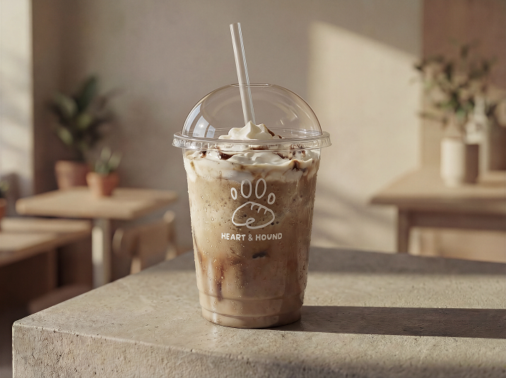 Heart & Hound branded iced coffee cup mockup